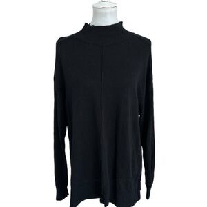 Karen Scott cotton seam front mock neck sweater